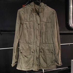 Army green hooded jacket